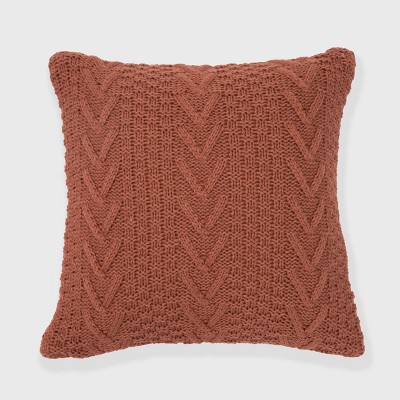 20"x20" Oversize Chunky Sweater Knit Square Throw Pillow Copper - Evergrace