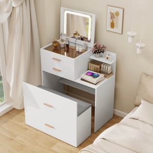 Vanity Desk with Flip Top Mirror and Lights White - 1 of 4