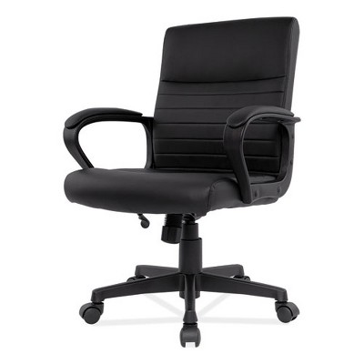 Sleek Executive Black Leather Manager Chair with Adjustable Height