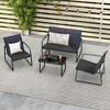 Costway 4 Pieces Patio Furniture Set Outdoor Tempered Glass Coffee Table Chair Loveseat - 4 of 4