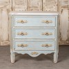 Charming Blue and Gold 3-Drawer Chest with Floral Accents and Distressed Finish, Vintage Style Furniture, 1pc - 2 of 4