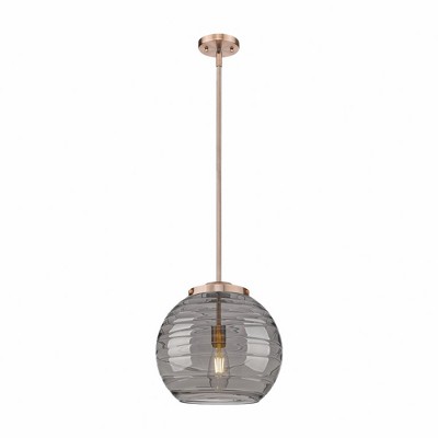 Athens Deco Swirl - 1 Light Stem Hung Pendant In Industrial Style-14.88 Inches Tall and 13.75 Inches Wide