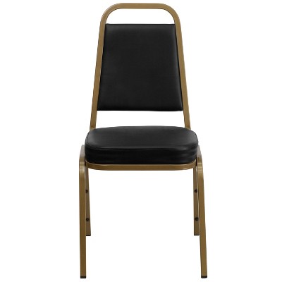 Black Vinyl and Gold Frame Stacking Banquet Chair