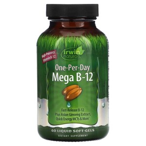 Irwin Naturals One-Per-Day, Mega B-12, 60 Liquid Soft-Gels - 1 of 2