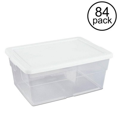 Sterilite 16 Quart Clear Plastic Stacking Storage Container Box (84 Pack)