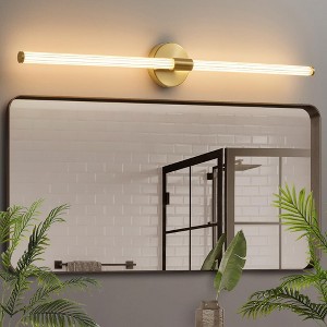 POWLIG 39.4-in 1-Light Gold Modern Dimmable Wall Sconce Strip Mirror Headlights Dresser Light Bar - 1 of 4