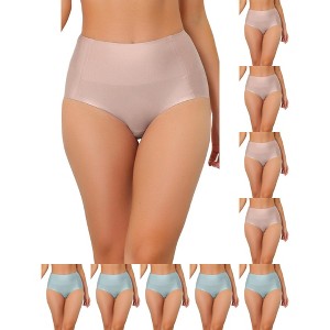 INSPIRE CHIC Women's Tummy Control Unlined High-Waisted Breathable Hipster Underwear 10 Packs - 1 of 4
