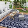 Outsunny Outdoor Patio Rug, Large Camping Carpet with Carrying Bag, 8' x 10' Waterproof Plastic Straw, Reversible, Blue & White Geometric - 2 of 4