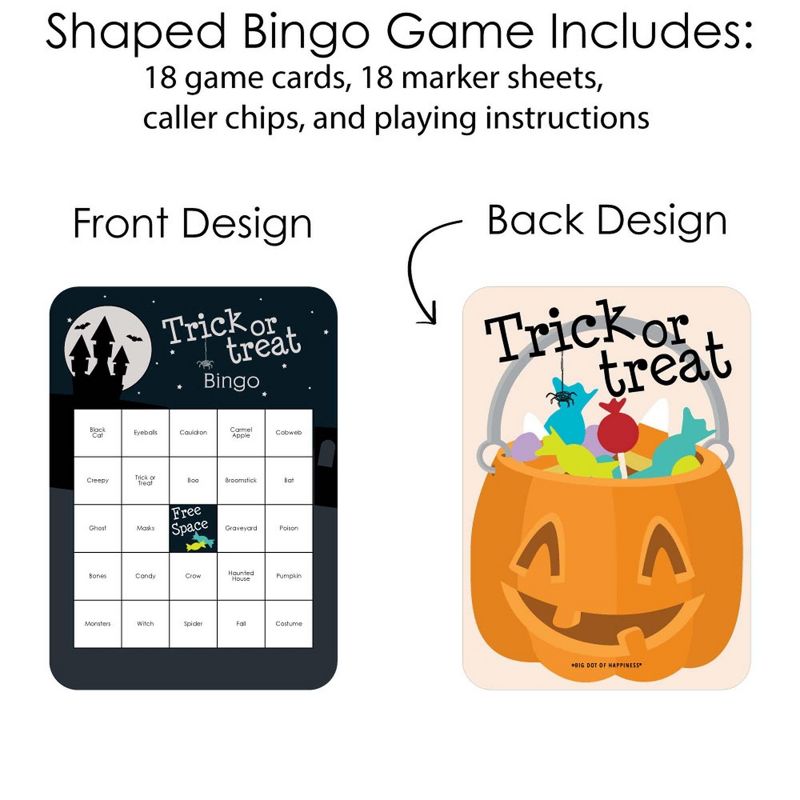 Big Dot of Happiness Trick or Treat - Bingo Cards and Markers - Halloween Party Bingo Game - Set of 18, 3 of 6