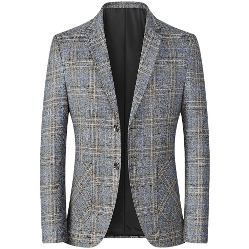 Lars Amadeus Men's Plaid Sports Coat Single Breasted Two Buttons ...