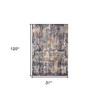 Ivory Orange And Dark Gray Abstract Area Rug - 3 of 4