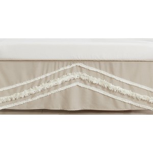 Sweet Jojo Designs Boy or Girl Gender Neutral Unisex Baby Crib Bed Skirt Boho Fringe Linen Taupe and White - 1 of 3