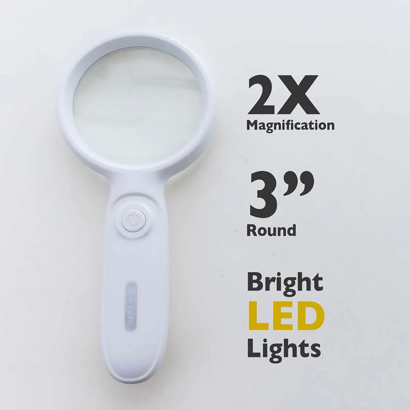 BAZIC Products® 2x LED Lighted Magnifier, 3" Round, Pack of 3, 3 of 6
