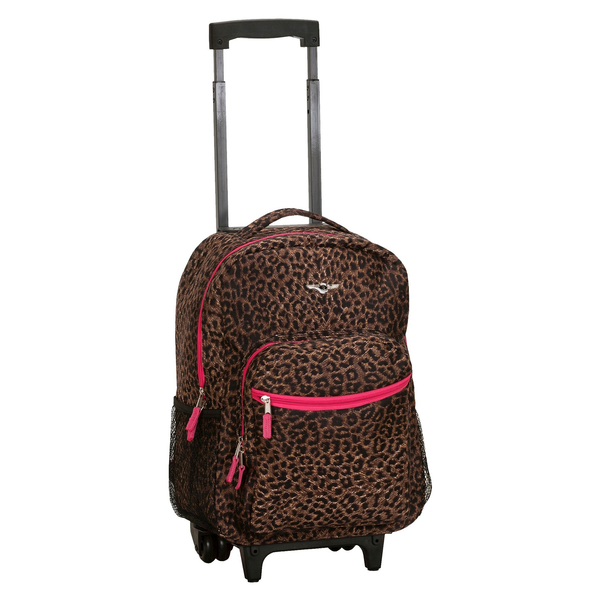 'Rockland 17'' Roadster Rolling Backpack - Pink Leopard, Size: Large'