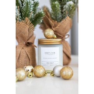 Craft & Kin Wood Wick, All-Natural Soy Aromatherapy Candle in Frosted Glass Jar  - 8 oz - 1 of 4