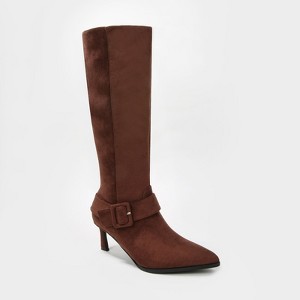 Berness Women's Aston Knee-High Suede Boots with Oversized Buckle Detail - 1 of 4