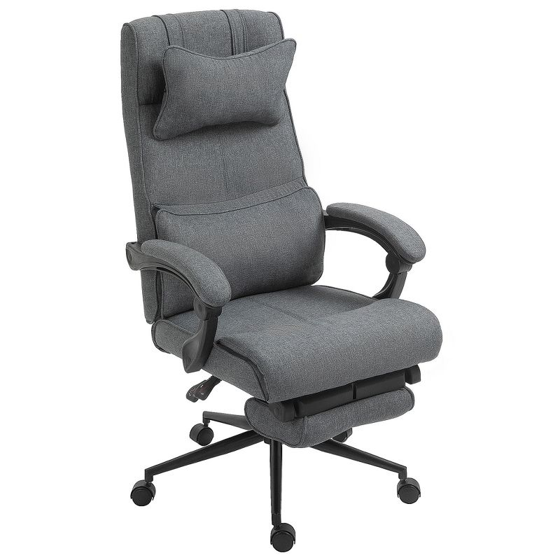 Vinsetto Executive Office Chair High Back Computer Desk Chair with Headrest, Lumbar Support, Padded Armrest and Retractable Footrest, gray, 4 of 9
