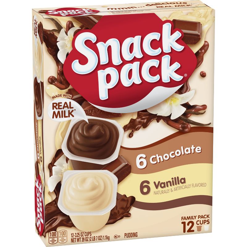 Snack Pack Chocolate and Vanilla Pudding - 39oz/12ct, 3 of 5