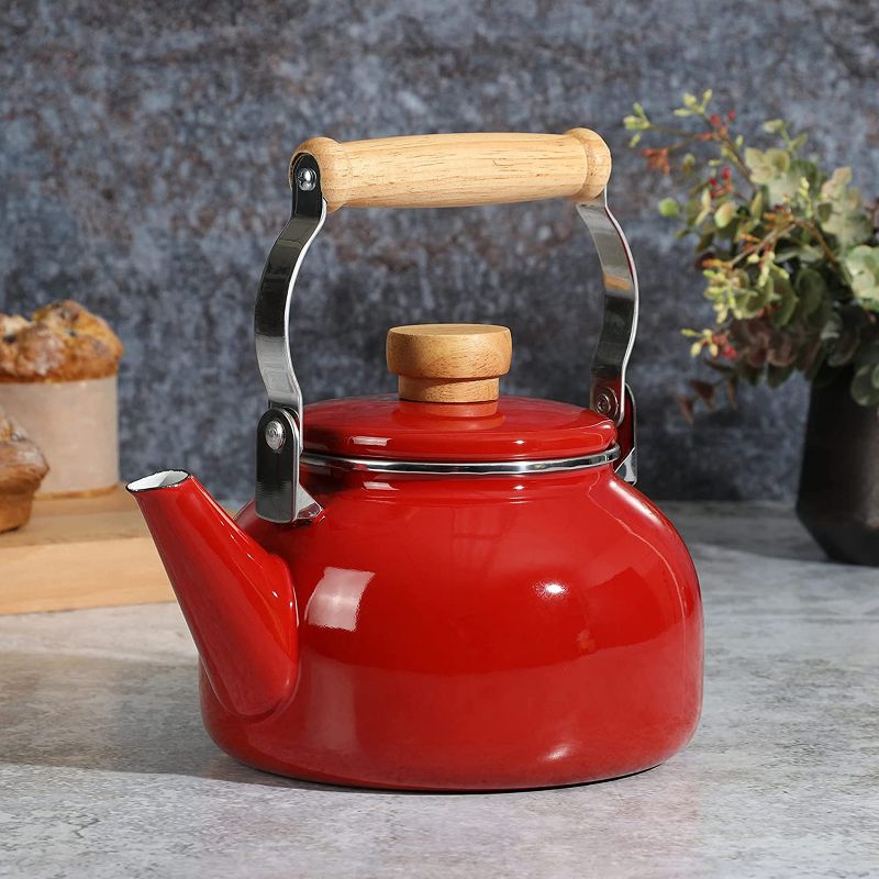Mr. Coffee Quentin 1.5 Quart Tea Kettle With Fold Down Handle in Red, 4 of 6
