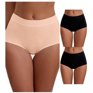 INSPIRE CHIC Women's High Waist Tummy Control Elastic Waistband Comfortable Brief 3 Packs - 1 of 4