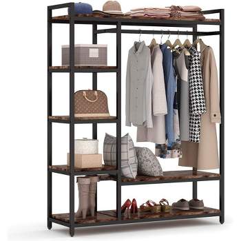 Tribesigns Freestanding Closet Organizer, Heavy Duty Clothes Closet, Portable Garment Rack with 6 Shelves and Hanging rod