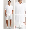 INSPIRE CHIC Men's Point Collar Short Sleeve Button Down Summer Linen Shirt - 4 of 4