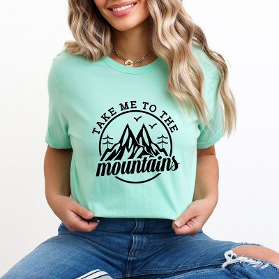 Simply Sage Market Take Me To The Mountains Circle Short Sleeve Tee - L - Mint