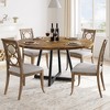 47Inch Round Dining Table, Round Dinner Table for 4, Industrial Kitchen Table w/ Wooden Top & Metal Base for Dining Room, Living Room(Only Table) - 4 of 4