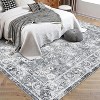 Boho Vintage Floral Area Rug, Washable Non-Slip Indoor Foldable Carpet, Stain-Resistant Distressed Print Mat for Living Room, Bedroom, Kitchen - 3 of 4