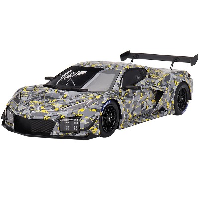 Chevrolet Corvette Z06 GT3.R Gray and Yellow Graphics "Sebring Test Car" (2022) 1/18 Model Car by Top Speed