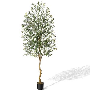 Olive Trees Artificial Indoor, 7FT Tall Olive Tree Plants, Faux Olive Tree with Realistic Trunk, Leaves, Fruits for Home Office Decor - 1 of 4
