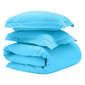Flannel Cotton Modern Solid Fuzzy Duvet Cover Set With Pillow Shams by Blue Nile Mills - 1 of 4
