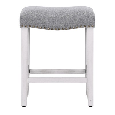 Gray 24" Wood Saddle Style Backless Counter Stool