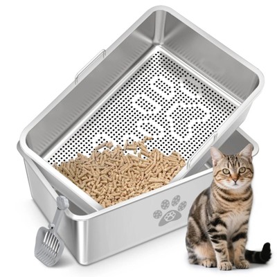 LunaLulinlk White pet odor control large closed litter box with lid