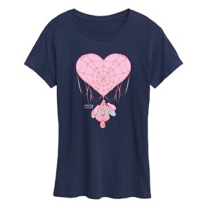 Women's - Marvel - Spider-man Valentine Heart Web Short Sleeve Graphic T-Shirt - 1 of 4