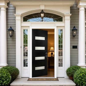 Chic Crate 36x80 Fiberglass Entry Door with Frosted Glass, Left Hand Inswing, Brickmould & Vinyl Frame - 1 of 4