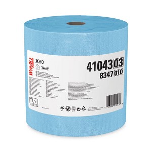 WypAll Power Clean X80 Heavy Duty Cloths, Jumbo Roll, 12.4 x 12.2, Blue, 475 / Roll - 1 of 4