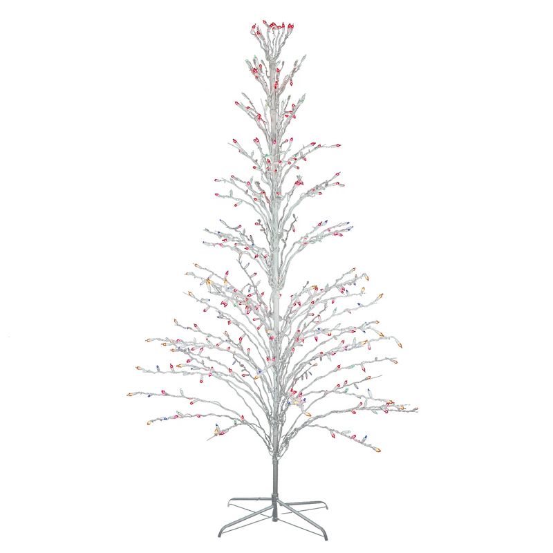 Northlight 6' Prelit Artificial Christmas Tree White Lighted Cascade Twig Outdoor Decoration - Multi-Color Lights, 1 of 6