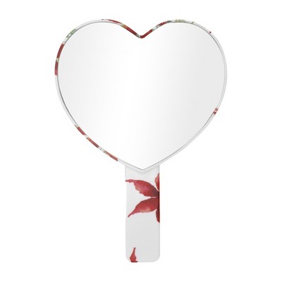 Unique Bargains Heart Shape Cosmetic Mirror Red White Green 1 Pc