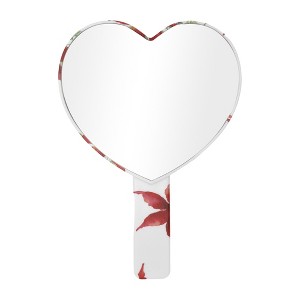 Unique Bargains Heart Shape Cosmetic Mirror Red White Green 1 Pc - 1 of 3