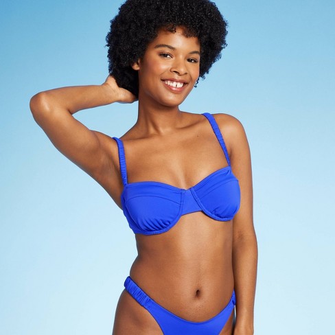 Women's Beaded Wrap Bralette Bikini Top - Wild Fable™ Bright Blue XXS