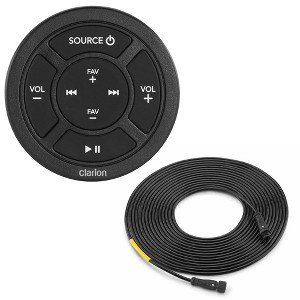 Clarion CMR-10 Round, Marine Wired Remote w/ CMC-RC-25 25 ft (7.62 m) Remote Extension Cable - 1 of 4