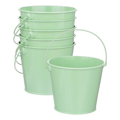 Unique Bargains Galvanized Metal Rustic Multipurpose Bucket with Handle 6 Pcs