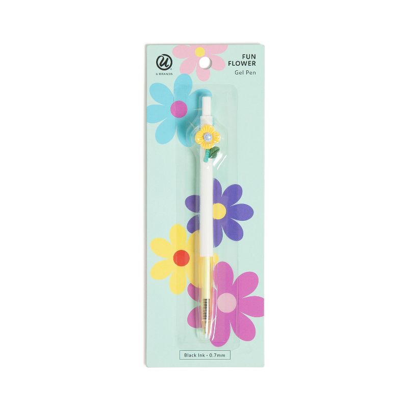 U Brands Retractable Gel Pen Flower Black Ink, 1 of 9