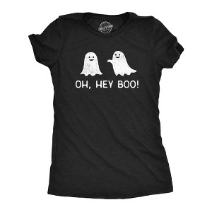 Womens Oh Hey Boo T Shirt Funny Halloween Party Ghost Relationship Tee For Ladies - Crazy Dog Women's T Shirt - 1 of 4