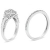 Silver 1/3 Cttw Diamond 7 Stone and Halo Engagement Ring and Wedding Band Set - 4 of 4