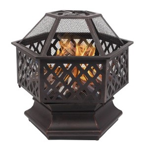 Karl Home | 22.4 in. H x 22 in. W Iron Outdoor Fire Pit with Lid - 1 of 4