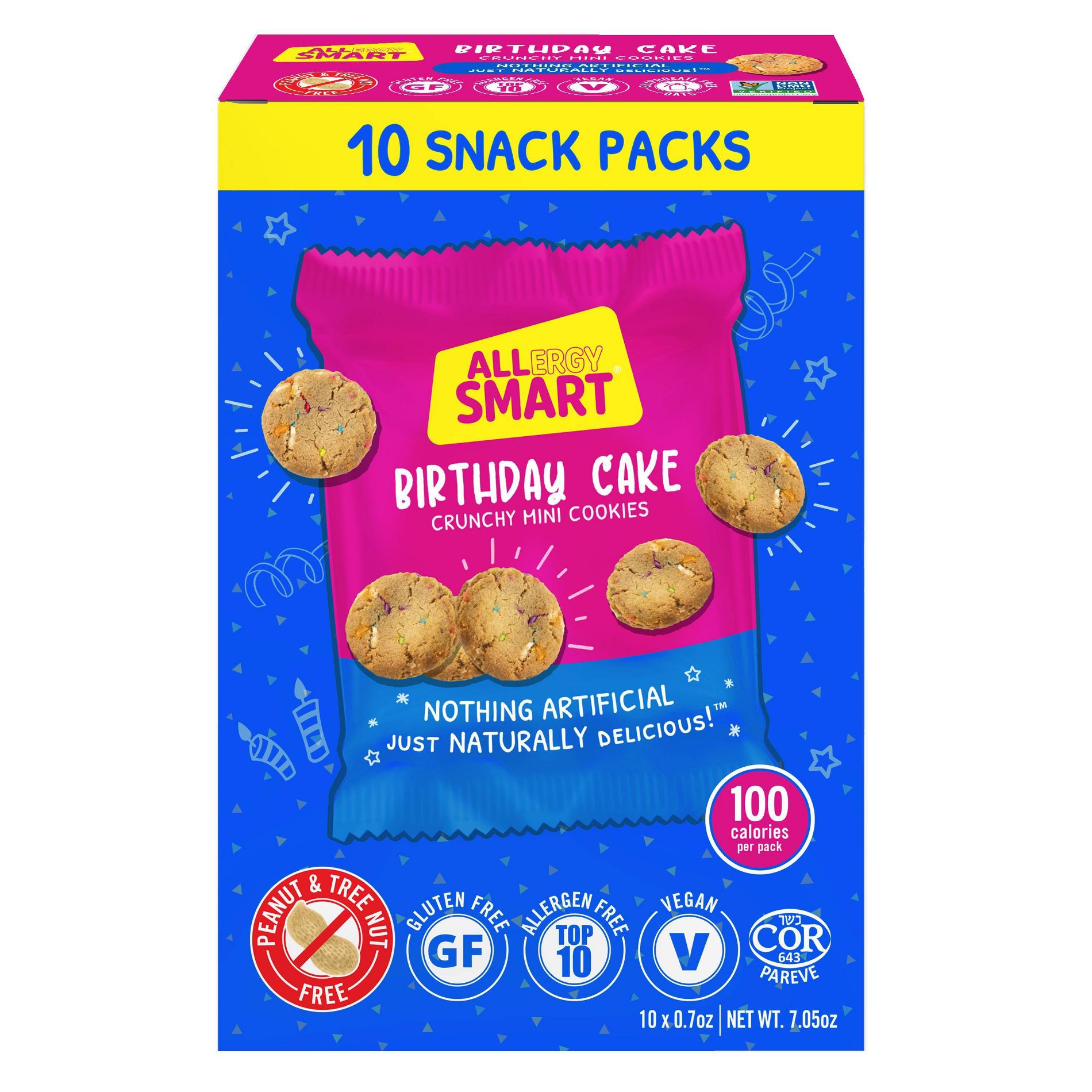 ALLERGY SMART Gluten Free Birthday Cake Mini Cookies Family Pack - 7.05oz/10ct