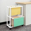 YIYIBYUS 2 Tiers Metal Rolling File Carts with Wheels Pull-Out File Folder Rack - 2 of 4