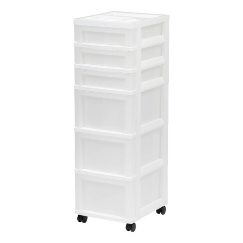 Iris 6 Drawer Storage Cart With Organizer Top White/pearl : Target